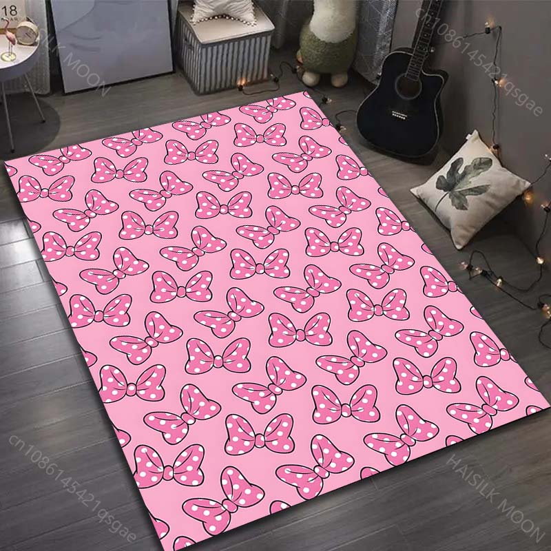Cute Pink Bow Pattern Carpet for Bedroom Living Room Bedside Sofa Floor Mat Modern Home Decor Area Rug Luxury Gift