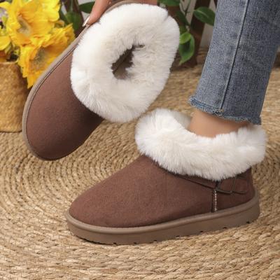 Stivali da neve bassi da donna pelliccia integrata pedale unico soffici invernali scarpe di cotone esterno moda principessa
