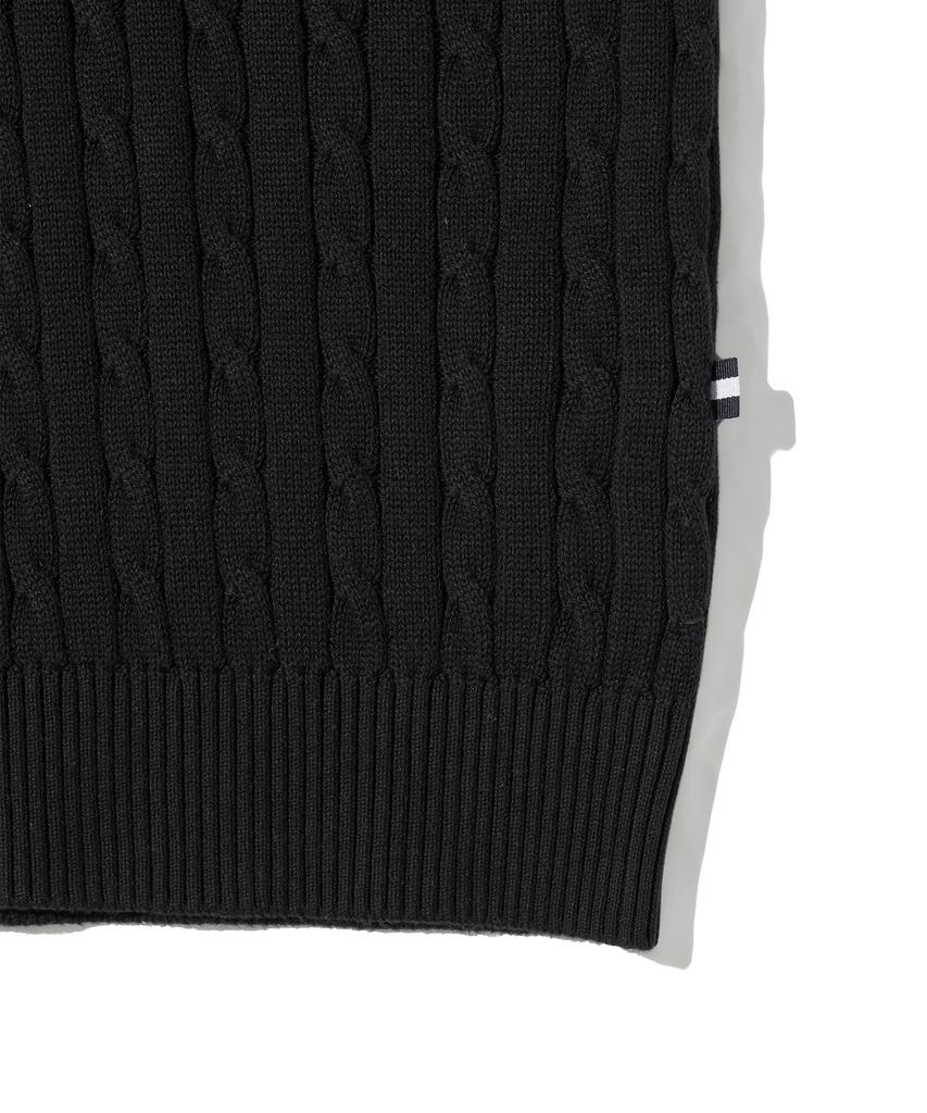 YALE Y Logo Cable Round Knit Black