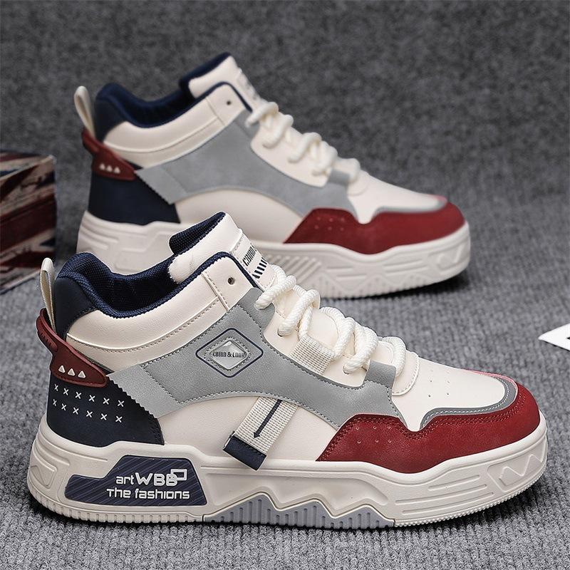 

Мужская обувь Осень и Зима Высокие Повседневные Кеды Молодежные Кожаный Верх Водонепроницаемая Спортивная Увеличивающая Рост Толстая Подошва Маленькие Белые Модные Кроссовки 44