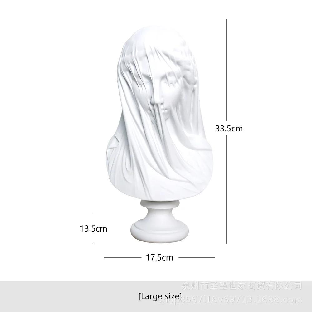 Resin Handicraft Figure Sculpture Veil Girl Caped Lady Abstract Bust Plaster Statue Decorative Figurines Home Decoration
