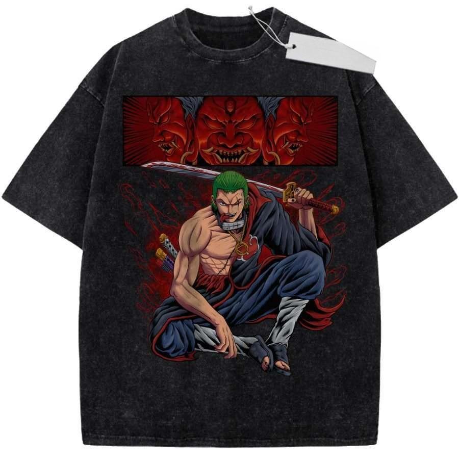 Unisex Washed Black Vintage Tshirt Dragon Ball Goku Highquality Fabric for Home Leisure Travel Shopping