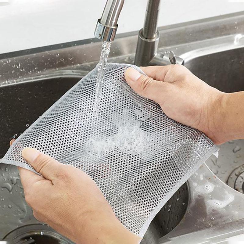 5/10Pc Kitchen Magic Cleaning Cloth Metal Steel Wire Cleaning Rag Non Stick Oil Dishcloth for Pans Stove Rust Removal Clean Tools