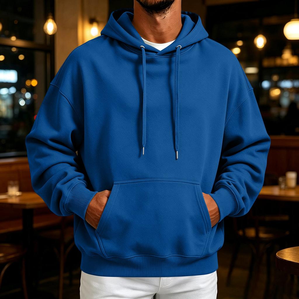 Men's Retro Hoodie Loose Fit Casual Pullover Sweatshirt for Fall Winter