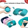 Flocking Inflatable Portable Neck Pillow That Can Be Stored And Self Filled Suitable For Outdoor Travel Business Trips Camping