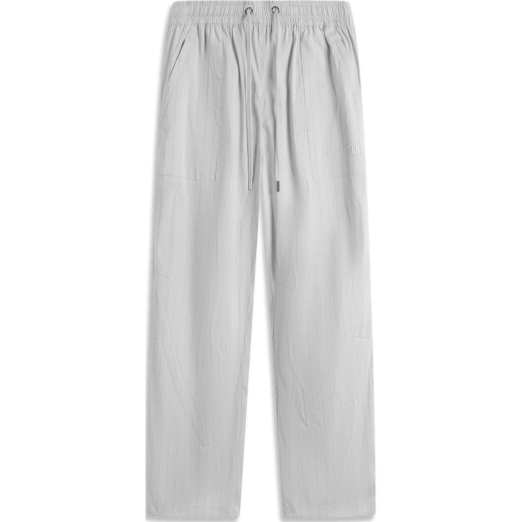 Li Ning Wade Series Striped Mid-Waist Drawstring Comfortable Breathable Loose Straight Casual Pants Men pants Mist-Gray AKXU409-3