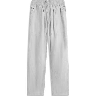 Li Ning Wade Series Striped Mid-Waist Drawstring Comfortable Breathable Loose Straight Casual Pants Men Pants Mist-Gray AKXU409-3