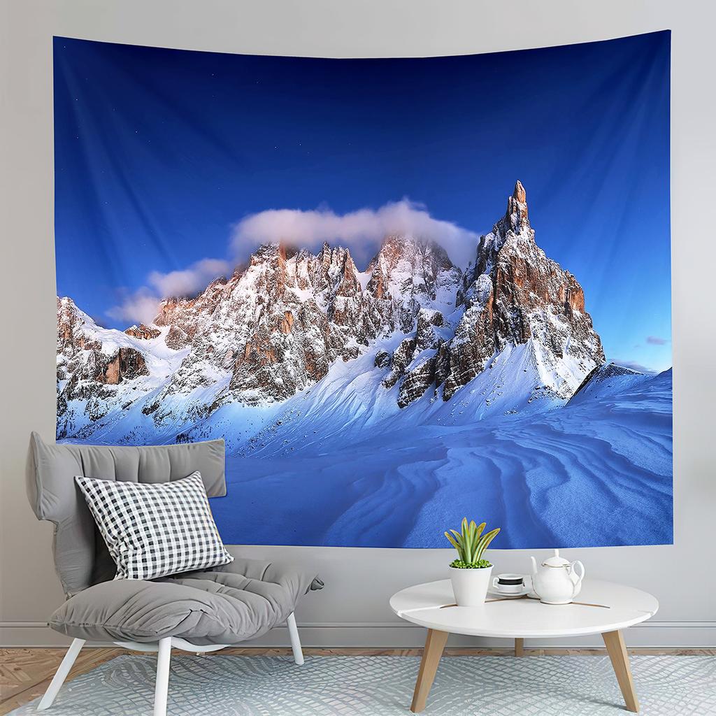 Winter Snow Tapestry Mountain Forest Snowy Pine Tapestry Sunset Landscape Tapestry Art Home Living Room Bedroom Decor Tapestries