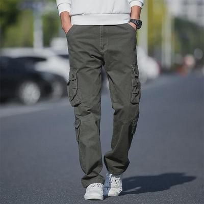 Herren Frühlings-Cargohose aus Baumwolle mit mehreren Taschen und lockerer Passform