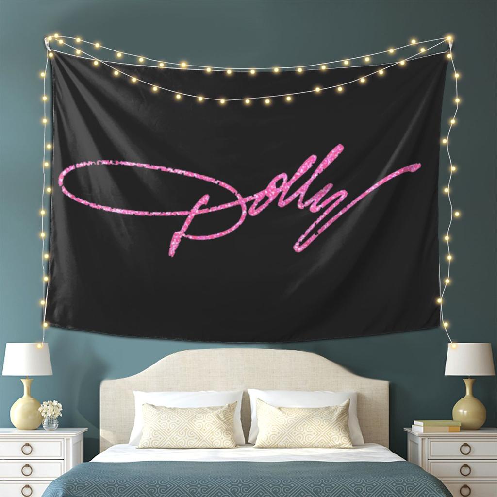 Dolly Parton Pink Sparkle Tapestry Wall Hanging Aesthetic Home Decor Tapestries for Living Room Bedroom