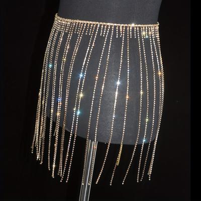 Chaîne de taille à pampilles en strass scintillant | Accessoire de danse du ventre réglable | Parfait pour les spectacles ou les occasions spéciales