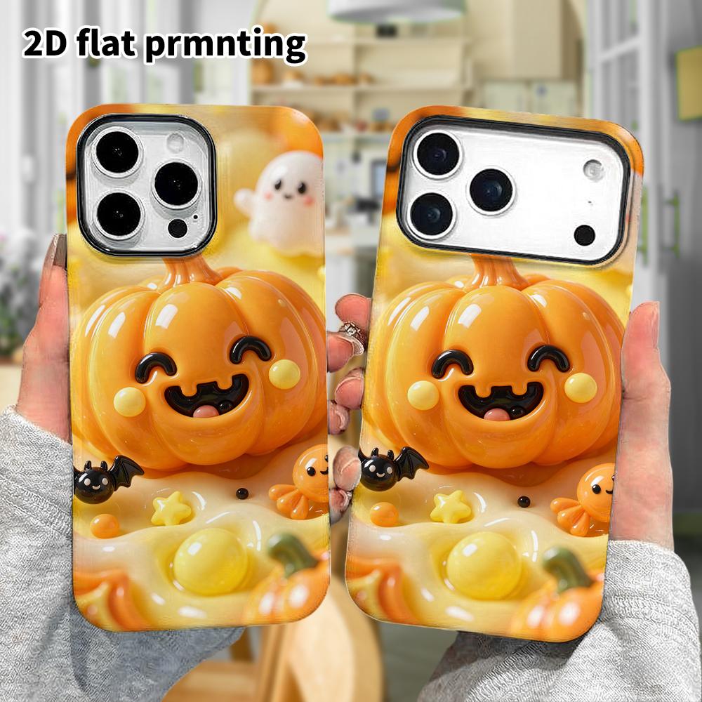 Phone Case: 2D Flat Design Suitable for iPhone 18 17 16 15 14 13 Pro Protective Case, Halloween Pumpkin, Christmas, Perfect Holiday Gift