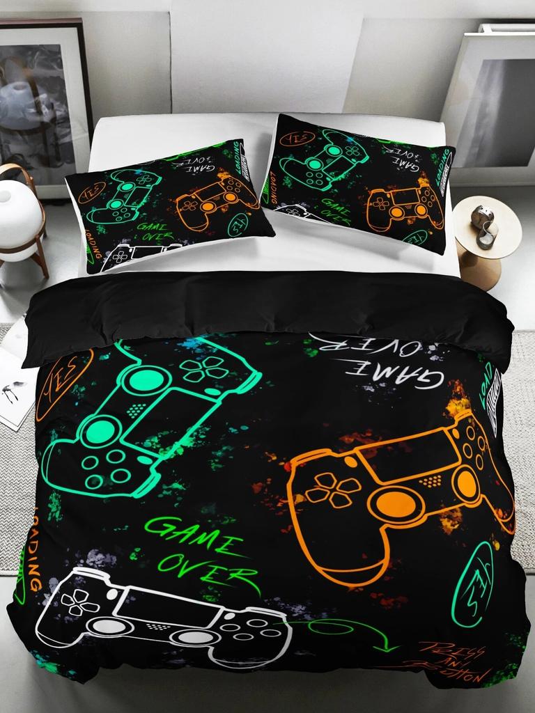 Gamer Bedding Sets For Boys Gaming Duvet Cover Set Queen Video Games Comforter Cover,Playstation Designs Bed Set For Teen Boys