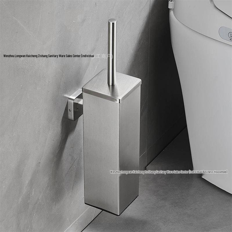 Stainless Steel Wall-Mounted Toilet Brush Set with Lid - Odor-Proof Bathroom Cleaning Tool