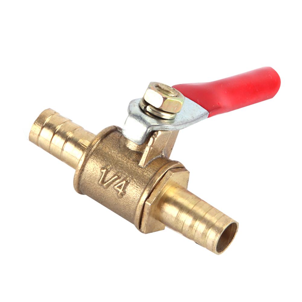 1/4 Kleines Ventil 6mm 8mm 10mm 12mm Schlauchtülle Inline Messing Wasser Öl Luft Gas Hahn Absperrventil Kraftstoffleitung Kugelhahn Rohrverschraubungen mit rotem Griff