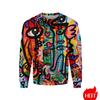 Herren Rundhals Sweatshirt 3D Gedruckt Retro Langarm Pullover Mode Lässig Locker Outdoor Hemd Große Größe Herren Oberteile