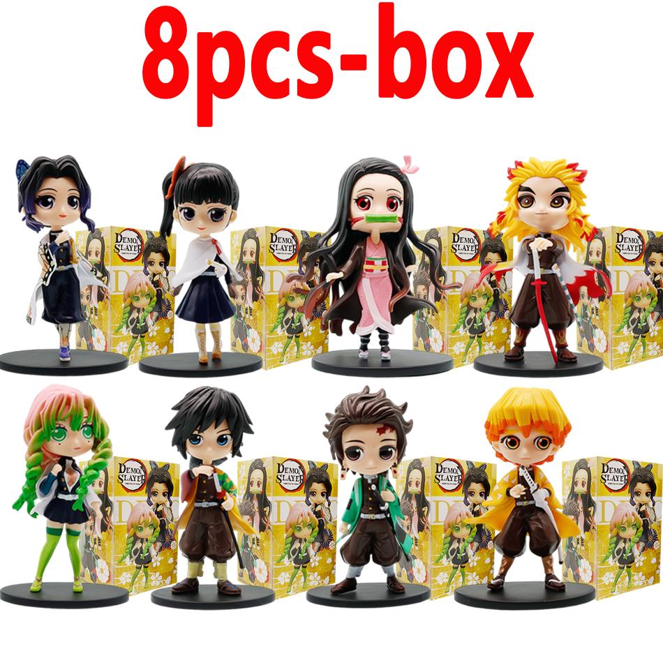 8pcs/set 2026 New  Demon Slayer Tanjiro Kamado Nezuko Anime Figure Model Toys Ornament Toys Mystery Box Decoration Collection To