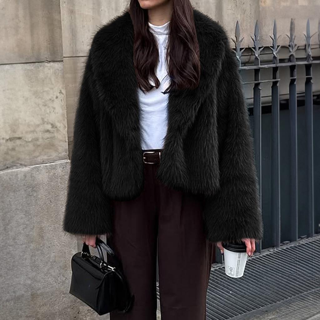 Pluszowy płaszcz w stylu resortowym z długim rękawem dla kobiet na jesień i zimę 2025