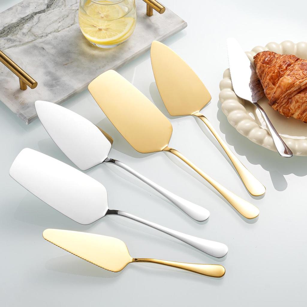 Large Stainless Steel Cake Knife & Spatula for Baking and Pizza, Long Handle Bread Knife, Thickened Western Cuisine Tableware.