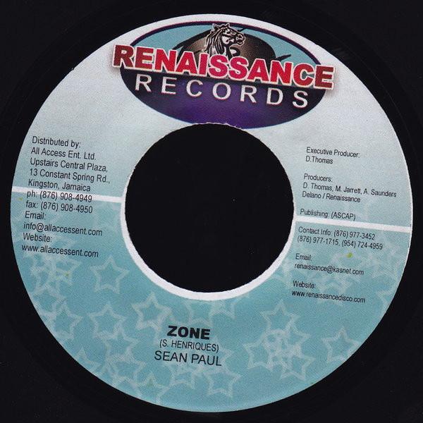 7inch Record SEAN PAUL / CEZAR - Zone / Irresistible NONE Renaissance Rec 2005 Jamaica Reggae, Ska & Dub Used