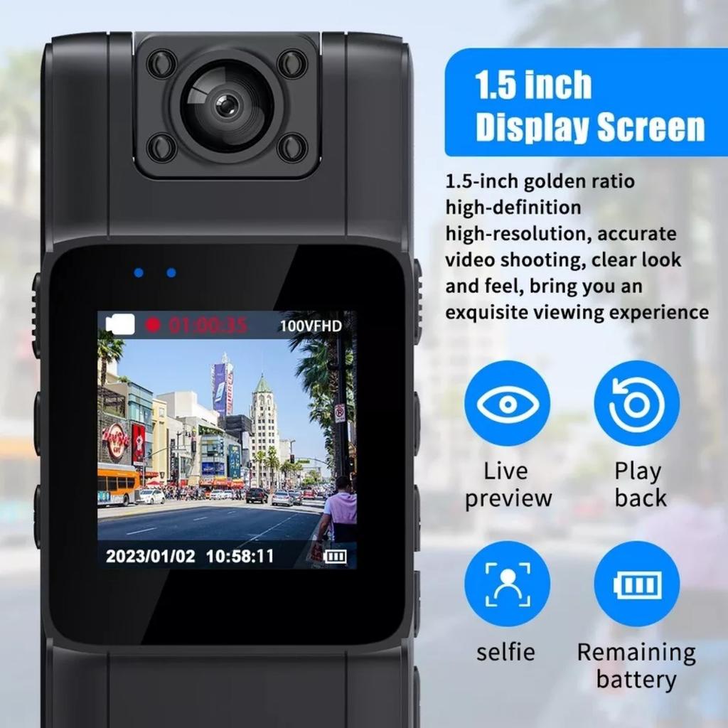 Body Camera Video Recorder, 1080P Portable Police Body Camera with Night Vision, Small Portable Camera with 180° Rotating Lens Sports & Action Cameras