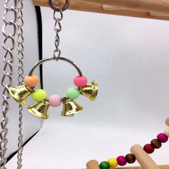 Beaded Bell Swing Double Climbing Ladder Stand Parrot Birds Toy Hanging Decor