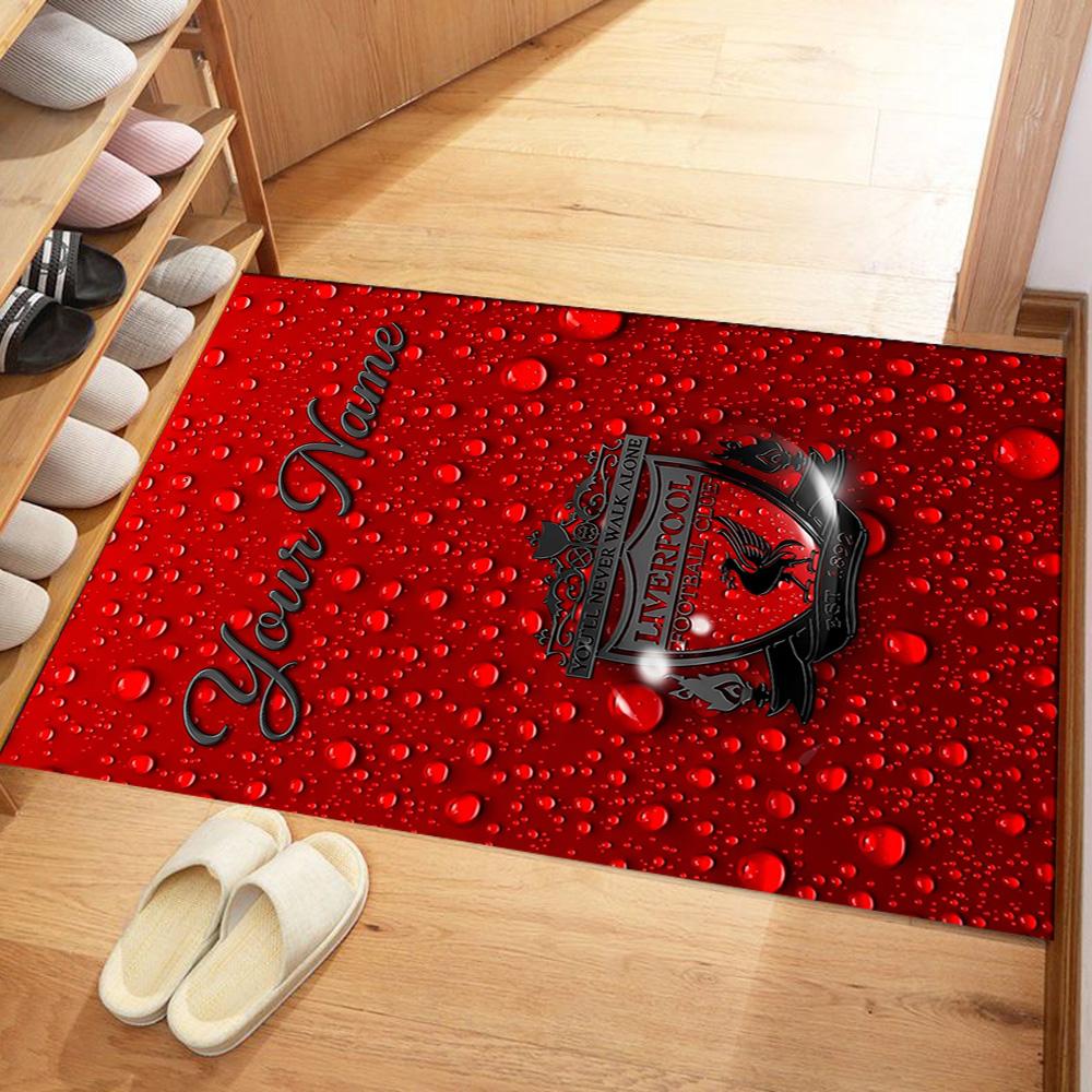 Liverpool Fc Personalized Text Area Rug Suitable For Game Room Kitchen Foyer Dormitory Antislip Rug Anime Office Decor Spiritual Gift