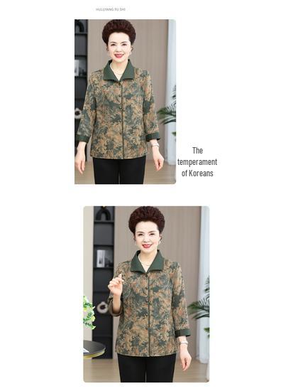 Grandma's Autumn 2025 Fashion: Long-Sleeve Shirt & Three-Quarter Sleeve Set for Middle-Aged and Elderly Women. 