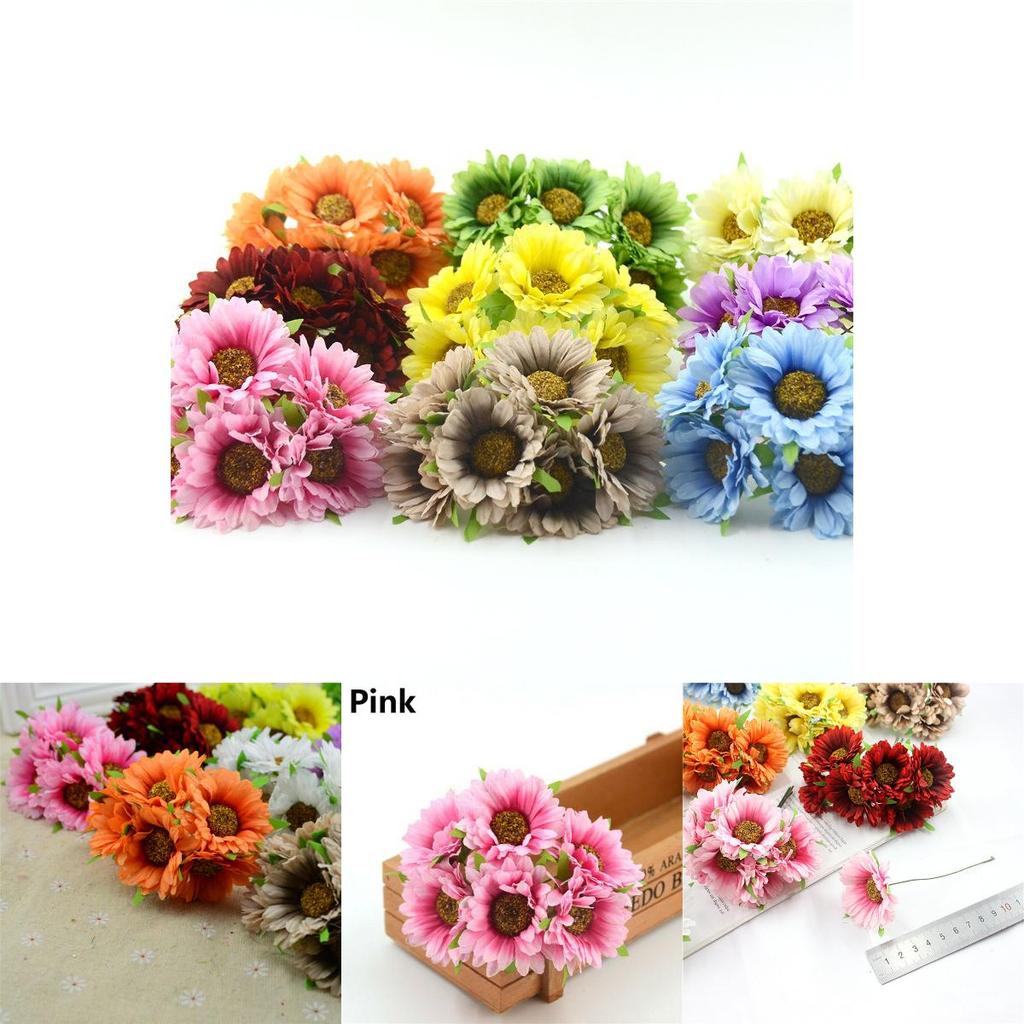 Vibrant 6pcs Artificial Gerbera Daisy Fake Silk Flower For Stunning Home Decor