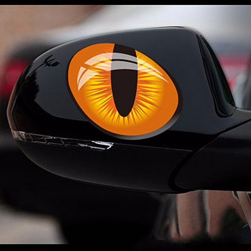 Funny 1 Pair Three Dimensional Cat's Eye Car Sticker Rearview Mirror Car Stickers Realistic Sticker