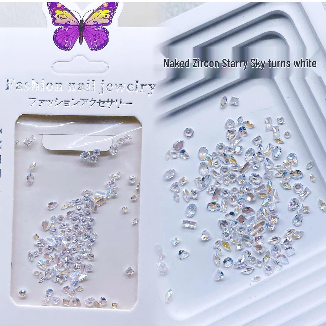 

Mini Zircon Nail Art: Nude & Translucent White Rhinestone Decorations About 50 pieces
