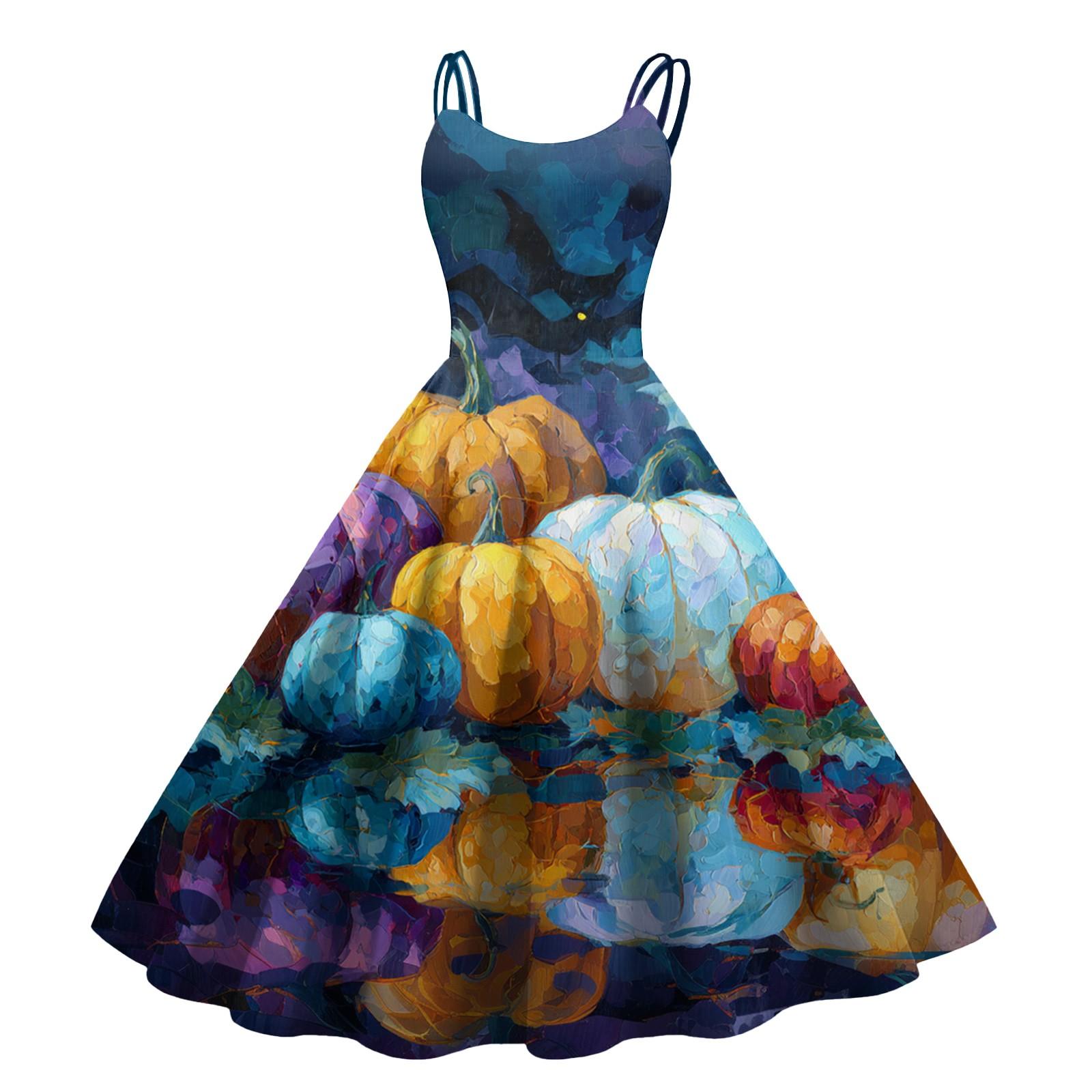 

Женское сексуальное платье с принтом на Хэллоуин, с открытыми плечами, в стиле панк, винтаж S