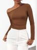 Spring and summer Y2K slim and thin off-the-shoulder long-sleeved onesie design versatile bottoming T-shirt top