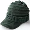 AVIREX Chunky Brimmed Knit Loose Knit Newsboy Cap for Men and Winter Knit Cap One Mixed Cap, Fit, Women, (JP, Alphabet, Size, Green)