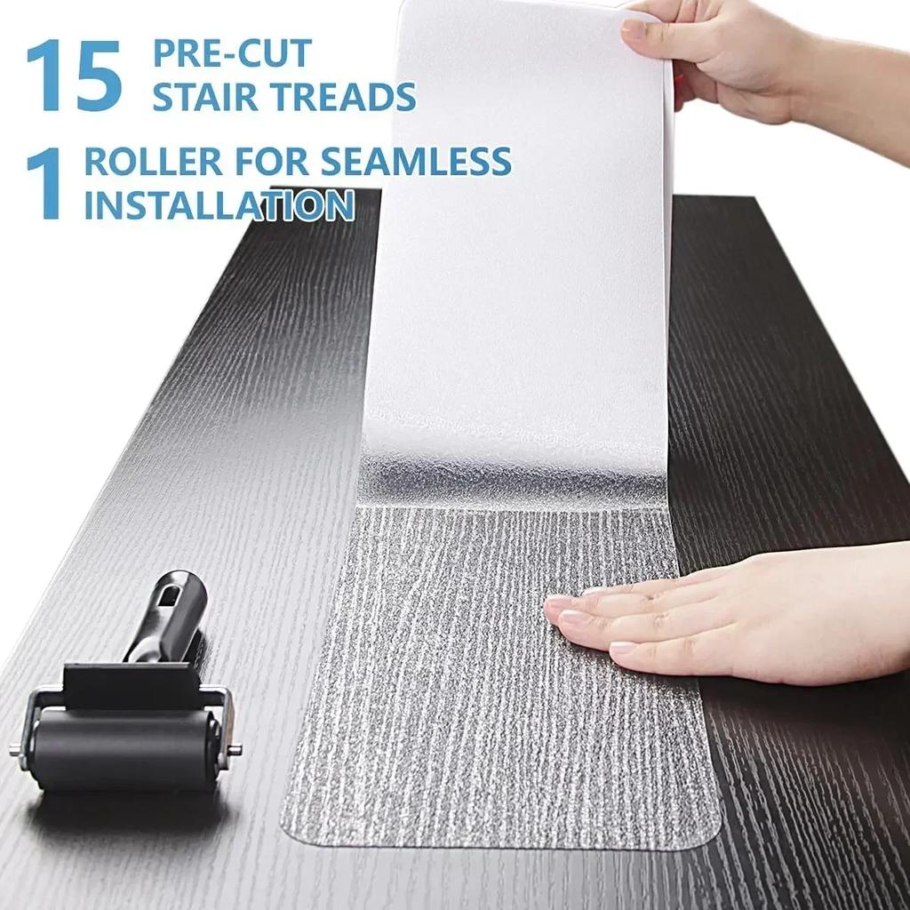 15Pcs Peva Transparent Anti Slip Strip Stair Steps Stickers Waterproof Bath Floor For Stair For Bathroom Safety Tape Pad Bathtub