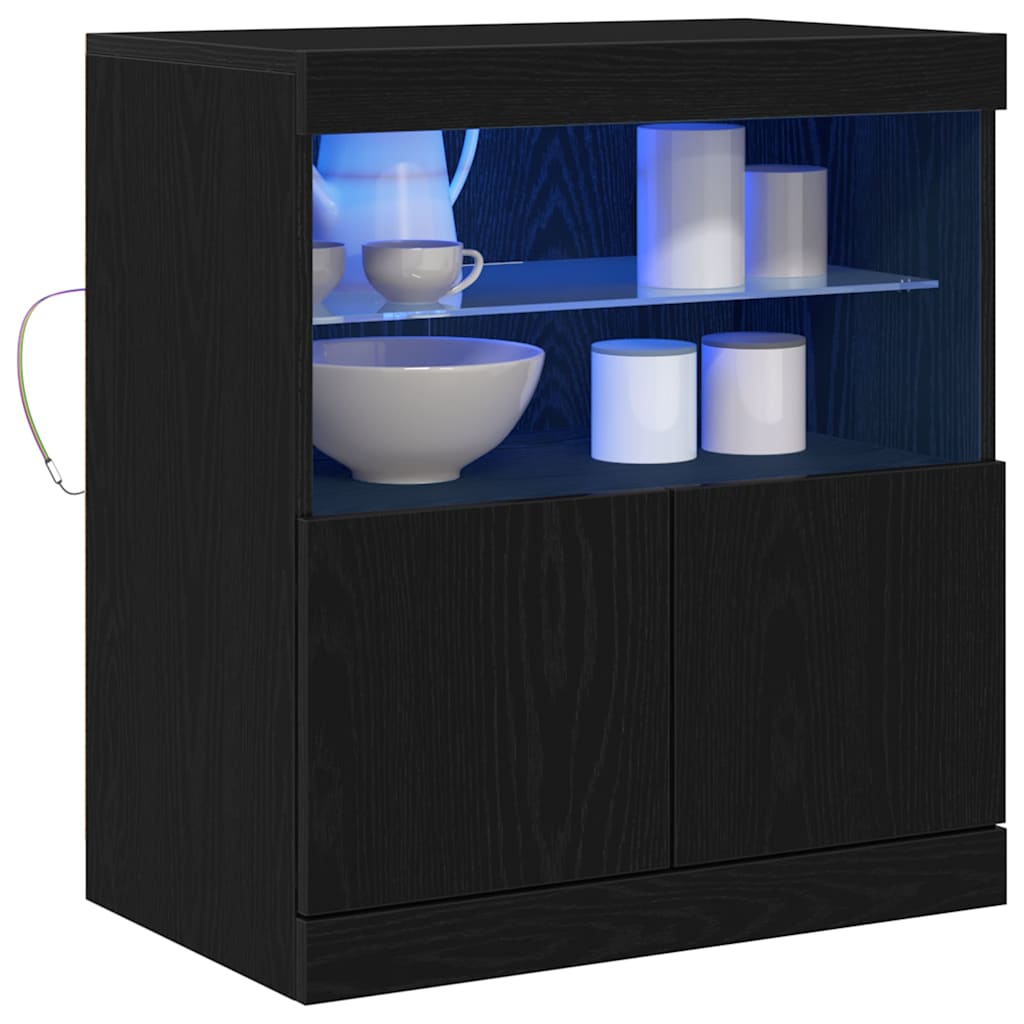 LED Sideboard Black 60.5 x 37 x 67 cm Particleboard