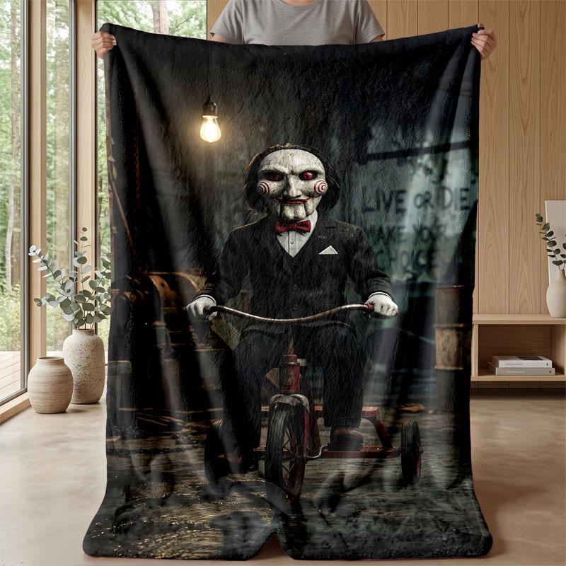 Soft Flannel Blanket Lightweight Cozy Bedroom Living Room CoverSaw Billy the Puppet