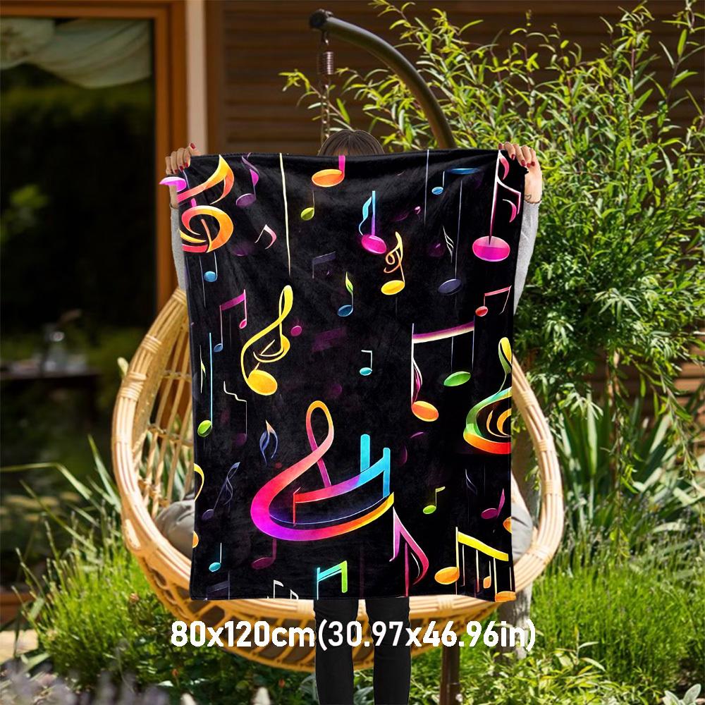 

1PC music notesOutdoor Flannel Blanket - Soft Plush Decor for Picnics, camping, Bedroom, Playroom, Office, or Lunch Break 1347A 80x120cm(31x47inch)