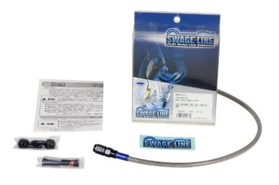 SWAGE LINE Rear Brake Hose Kit Aluminum Clear Hose KLX125 BAR732 (Black) (10-12)