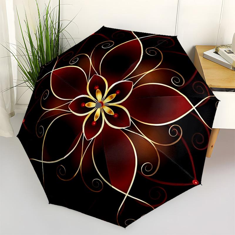 

1pc Floral Mandala Automatic Opening/Closing Umbrella with Operation & Windproof Canopy - Folding Design, Holiday Gift yy260225173
