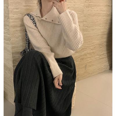 High-necked Two-wear High-end Knitted Sweater Women's Inner Wear Autumn and Winter Design Sense Simple and Versatile Solid Color Bottoming Shirt