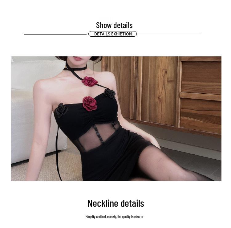 Elegant Halterneck Floral Bodycon Mini Dress with Pleated High-Waist