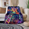 1Pc Colorful Giraffe Psychedelic Art Printed Blanket All Seasons Multi-Purpose Blanket Suitable For Sofa, Camping, Travel, Car
