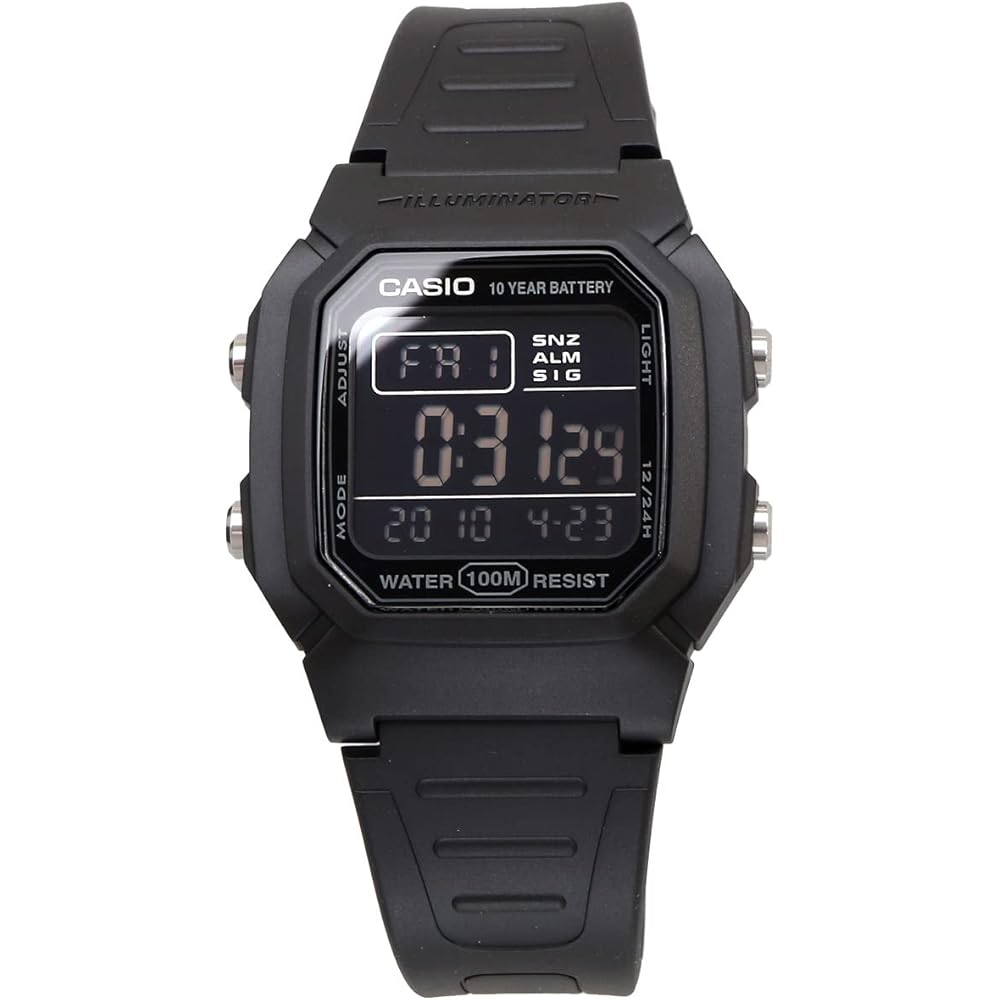 Casio Standard Digital Men's Watch W-800H-1BV Black Reverse LCD Water Resistant