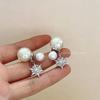 Korean-Style Snowflake Pearl & Cubic Zirconia Stud Earrings - Elegant, Fashionable, Light Luxury