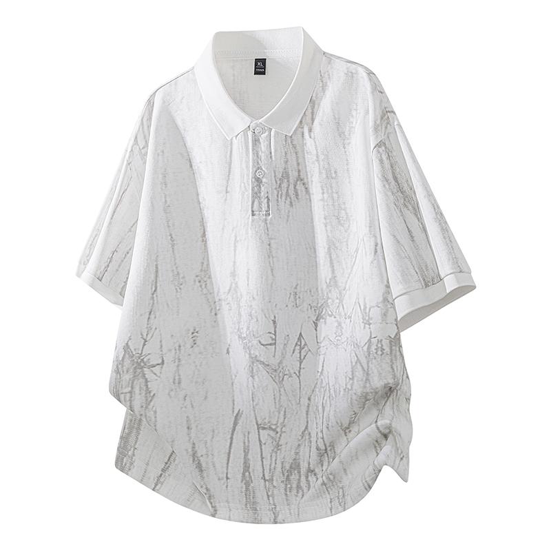 Men s Summer Loose-Fit Short-Sleeved T-Shirt Polo Shirt XXXXL белый