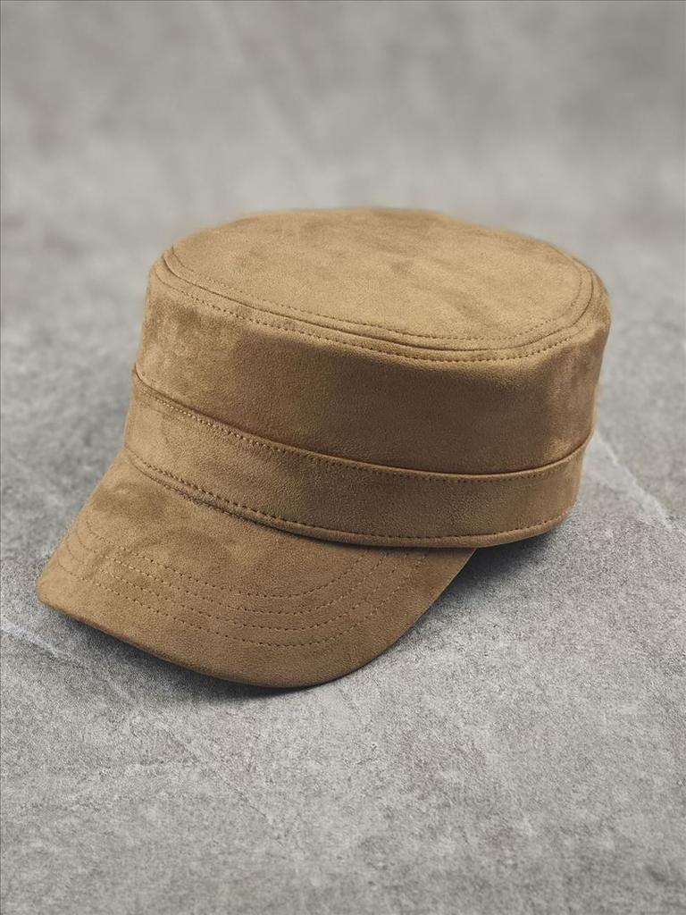 Cappello Militare in Pelle Scamosciata da Donna con Testa Piccola 50cm 52cm 54cm Cappello Monocolore Autunno Inverno Cappello Piatto Casual Giapponese Cappello da Coppia da Uomo