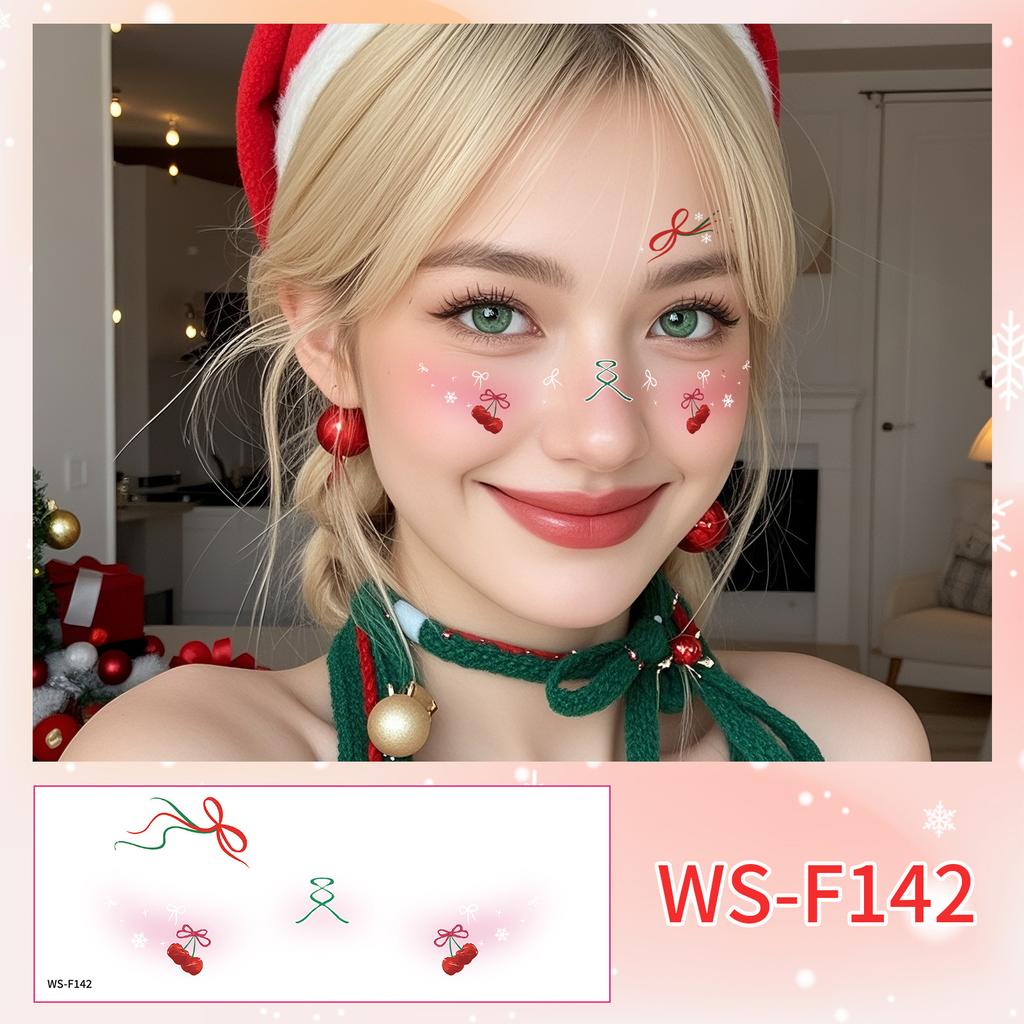 Cross Border New Manufacturer Direct Sales Christmas Makeup Face Stickers Party Dance Waterproof Sweat Creative Tattoo