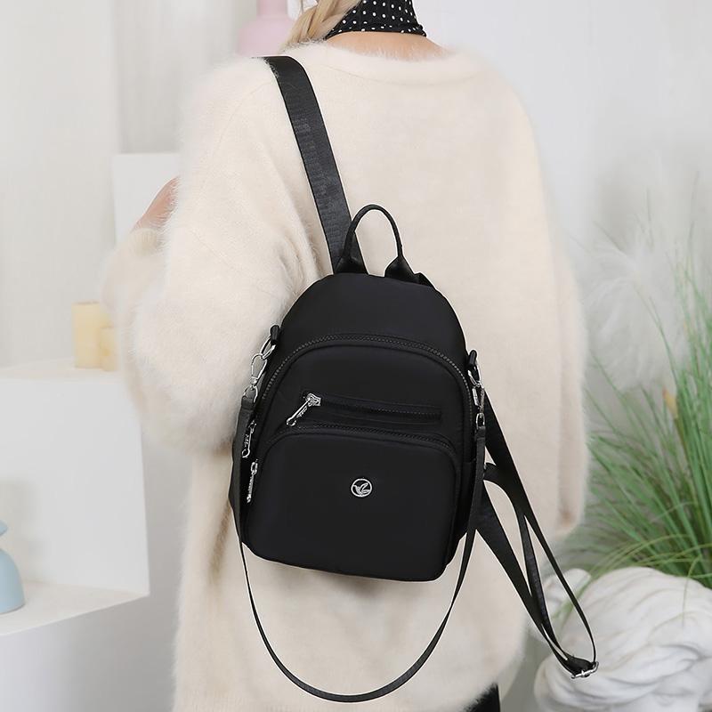 Women's Solid Color Backpack Lightweight Student Schoolbag Multifunctional Crossbody Shoulder Handbag