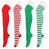 NEW Polyester Cotton Over Knee High Socks Multi-color Slim Christmas Hosiery Striped Long Socks Women